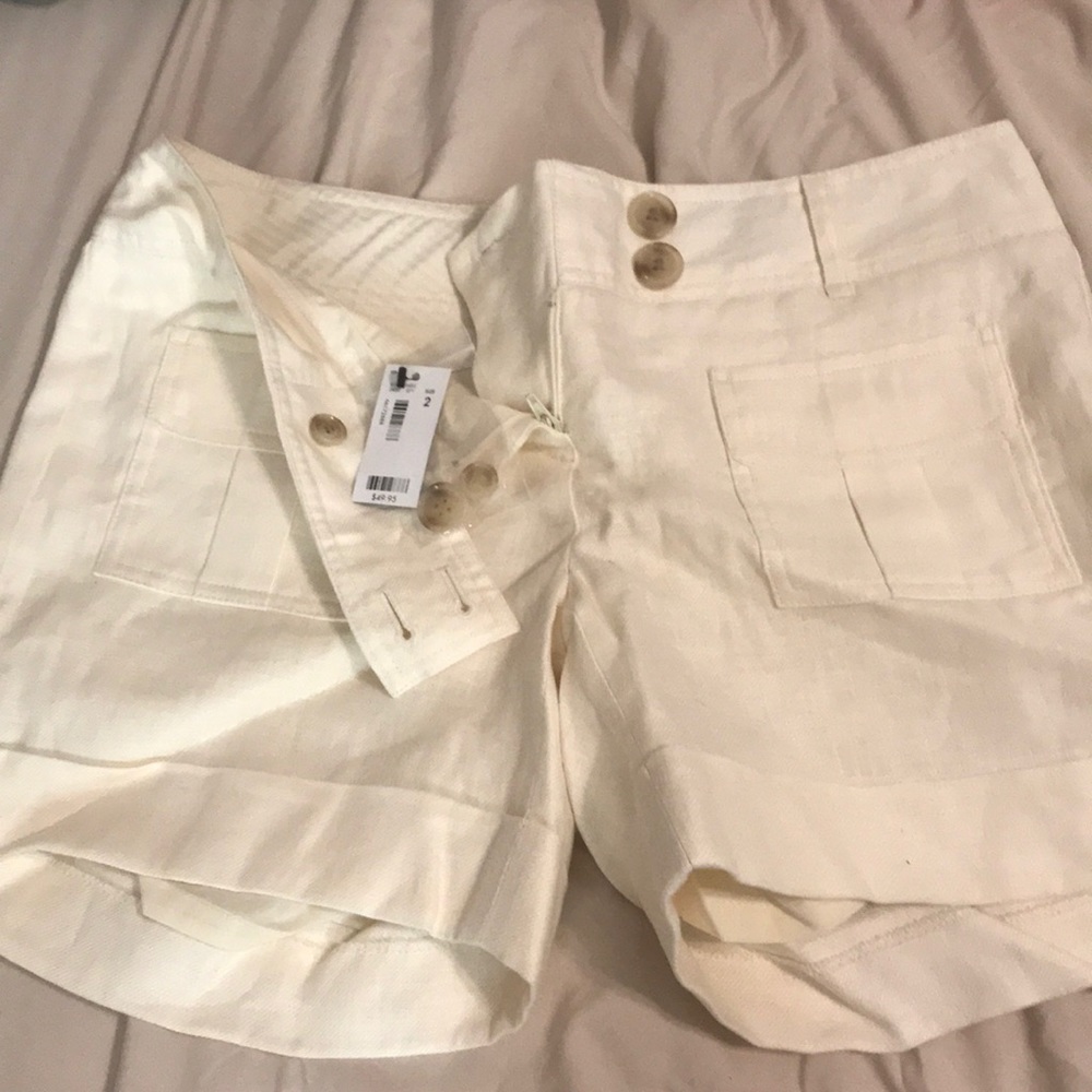 Off white linen shorts